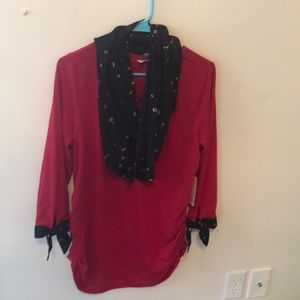 Red shirt with scarf